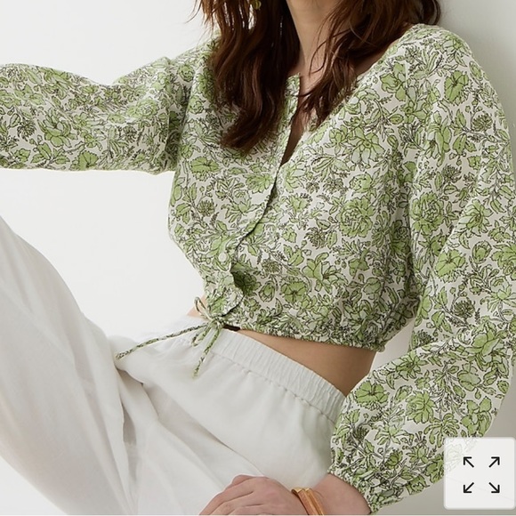 NWT J. Crew Long Sleeve Linen Cropped Top and Linen Skirt Set - Picture 6 of 8